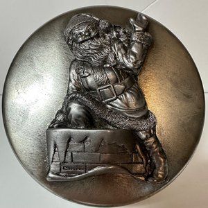 Vintage Metzke Pewter Christmas St Nicholas Santa Claus Collectible Tin 1986